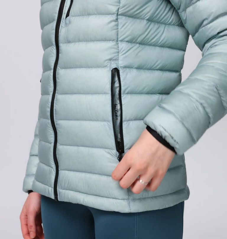 Women's Arctic Crest Down Hooded Jacket, Color: Crushed Blue