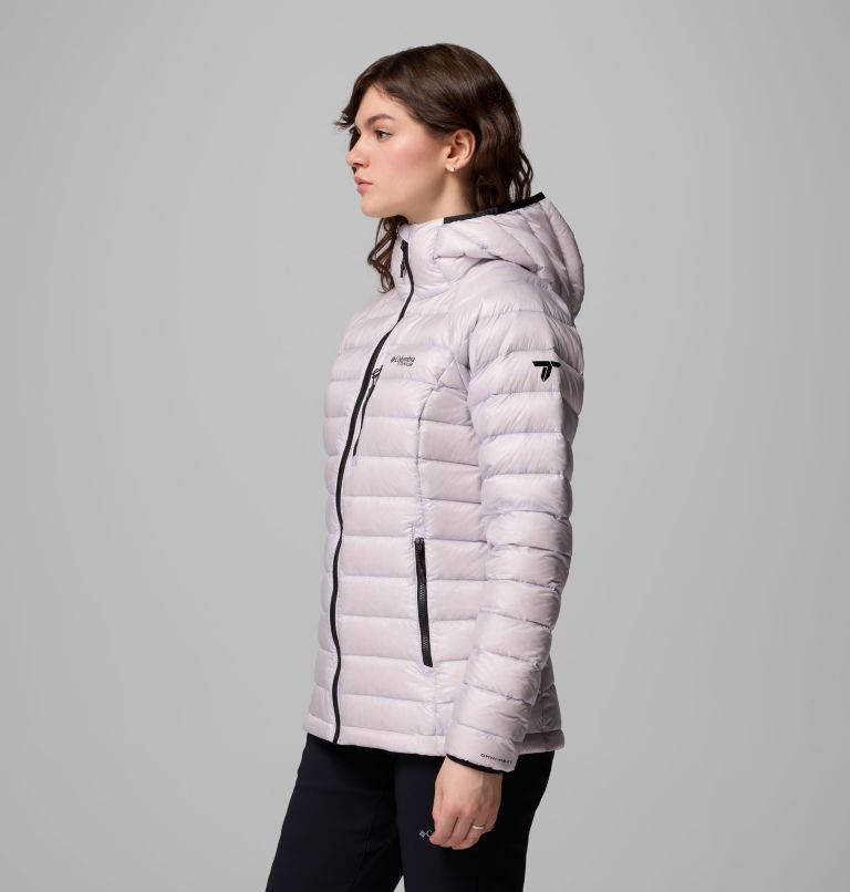 Women's Arctic Crest Down Hooded Jacket, Color: Lavender Pearl, image 4