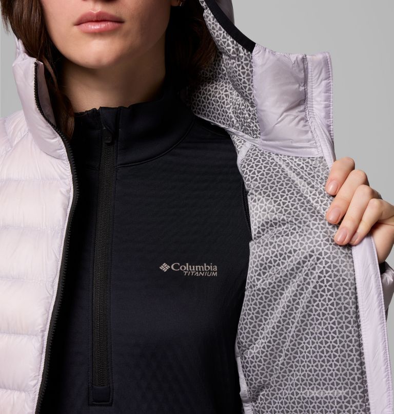Women's Arctic Crest Down Hooded Jacket, Color: Lavender Pearl, image 6