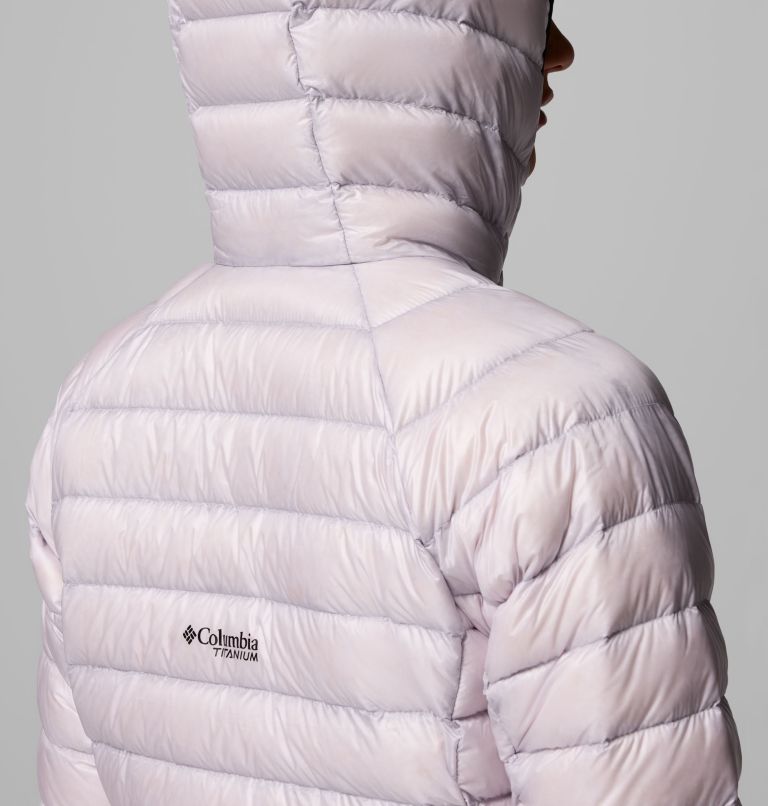 Women's Arctic Crest Down Hooded Jacket, Color: Lavender Pearl, image 9