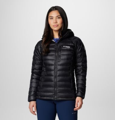 Women's Arctic Crest Down Hooded Jacket, Color: Black, image 1
