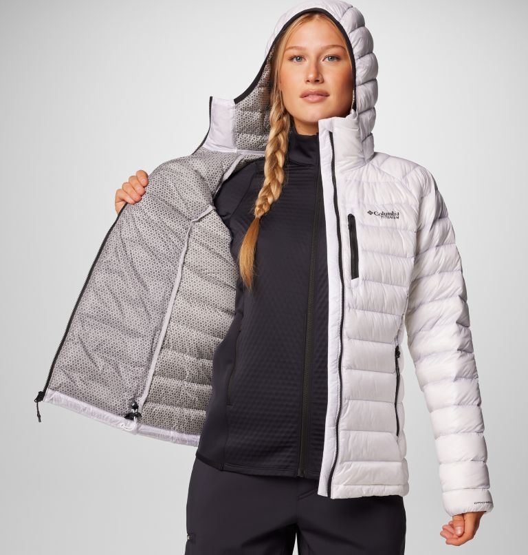 Women's Arctic Crest Down Hooded Jacket, Color: White, image 7