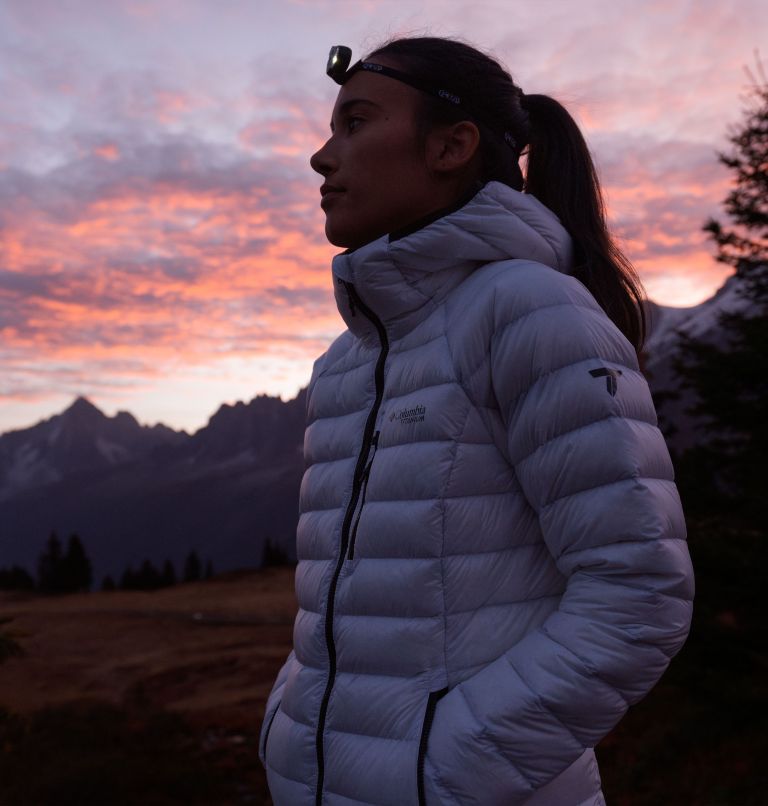 Women's Arctic Crest Down Hooded Jacket, Color: White, image 10