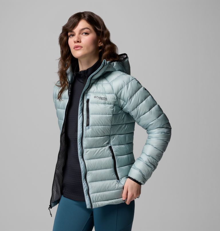 Women's Arctic Crest Down Hooded Jacket, Color: Crushed Blue, image 5