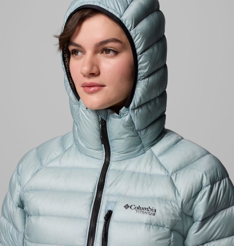 Women's Arctic Crest Down Hooded Jacket, Color: Crushed Blue, image 7