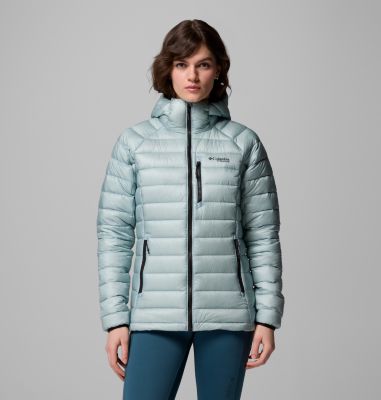 Women's Arctic Crest Down Hooded Jacket, Color: Crushed Blue, image 5