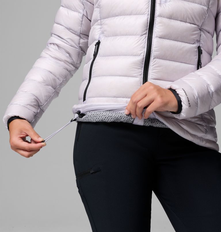 Women's Arctic Crest Down Hooded Jacket, Color: Lavender Pearl, image 8
