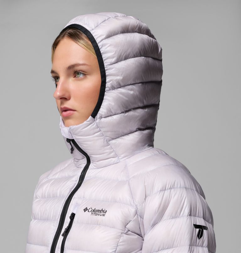 Women's Arctic Crest Down Hooded Jacket, Color: Lavender Pearl, image 9
