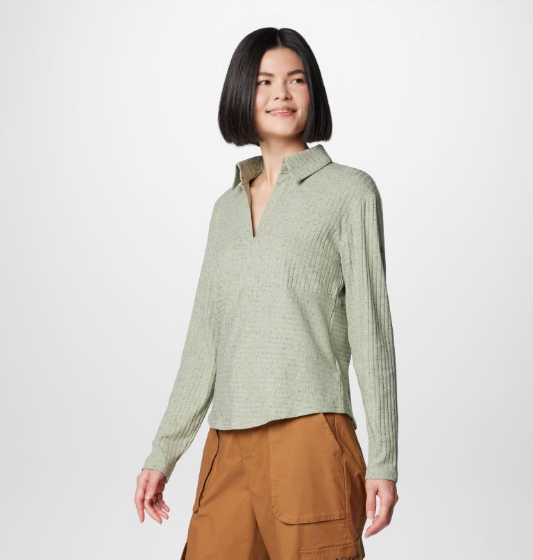 Women's Brea Falls Collared Long Sleeve Shirt, Color: Safari, image 4