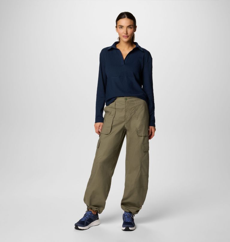 Women's Brea Falls Collared Long Sleeve Shirt, Color: Collegiate Navy, image 3