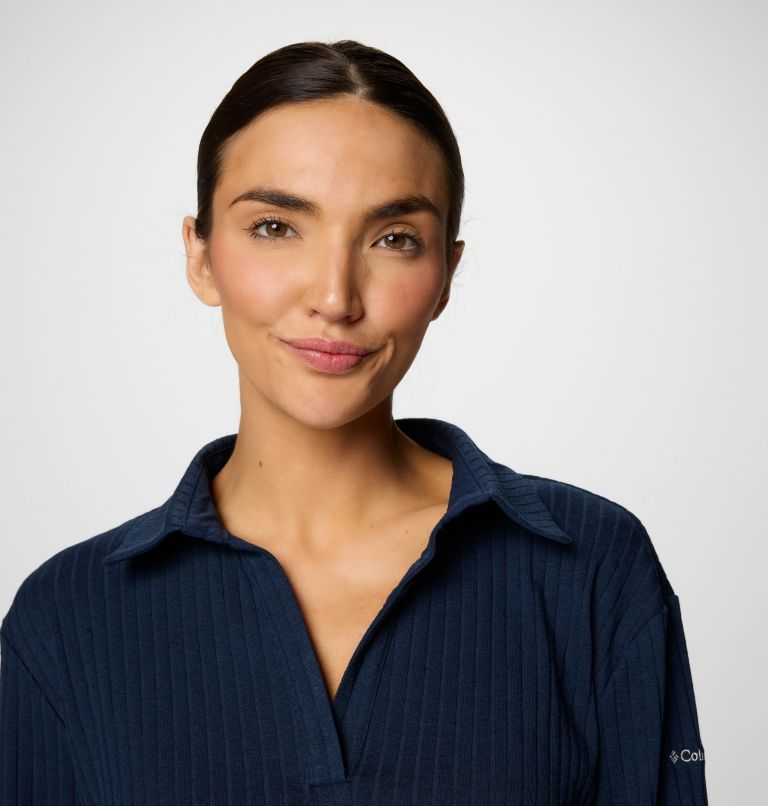 Women's Brea Falls Collared Long Sleeve Shirt, Color: Collegiate Navy, image 5