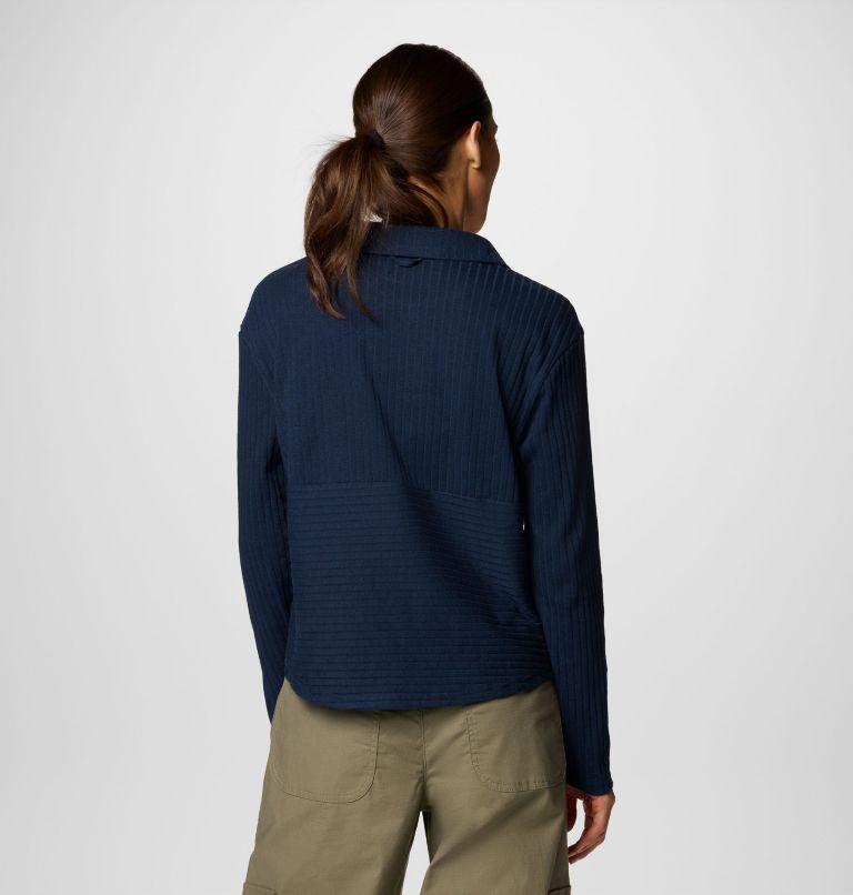 Women's Brea Falls Collared Long Sleeve Shirt, Color: Collegiate Navy, image 2