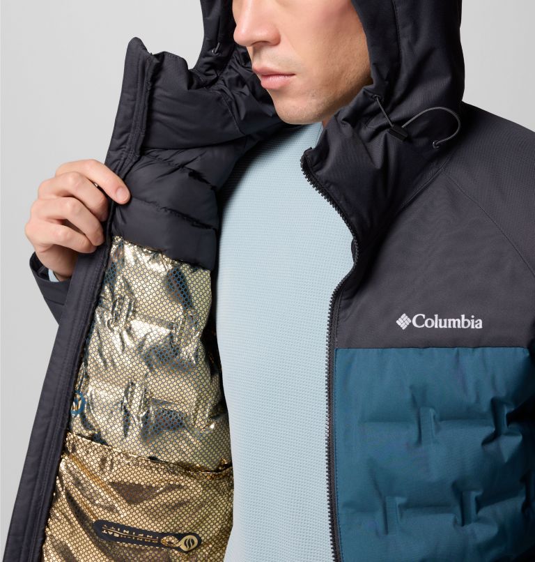 Men's Grand Trek III Down Hooded Jacket, Color: Everblue, Shark, image 6