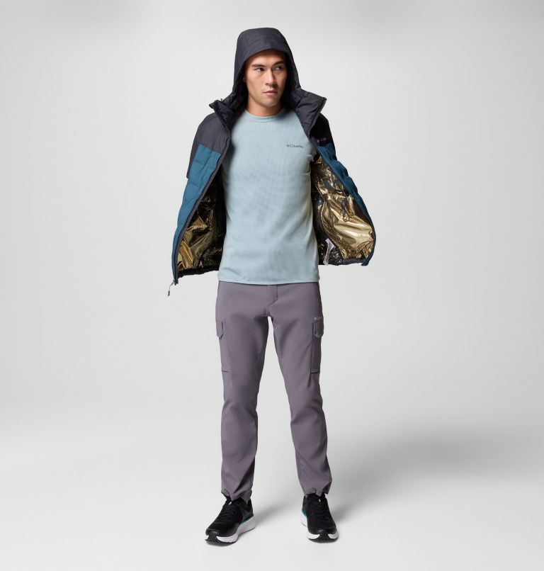 Men's Grand Trek III Down Hooded Jacket, Color: Everblue, Shark, image 9