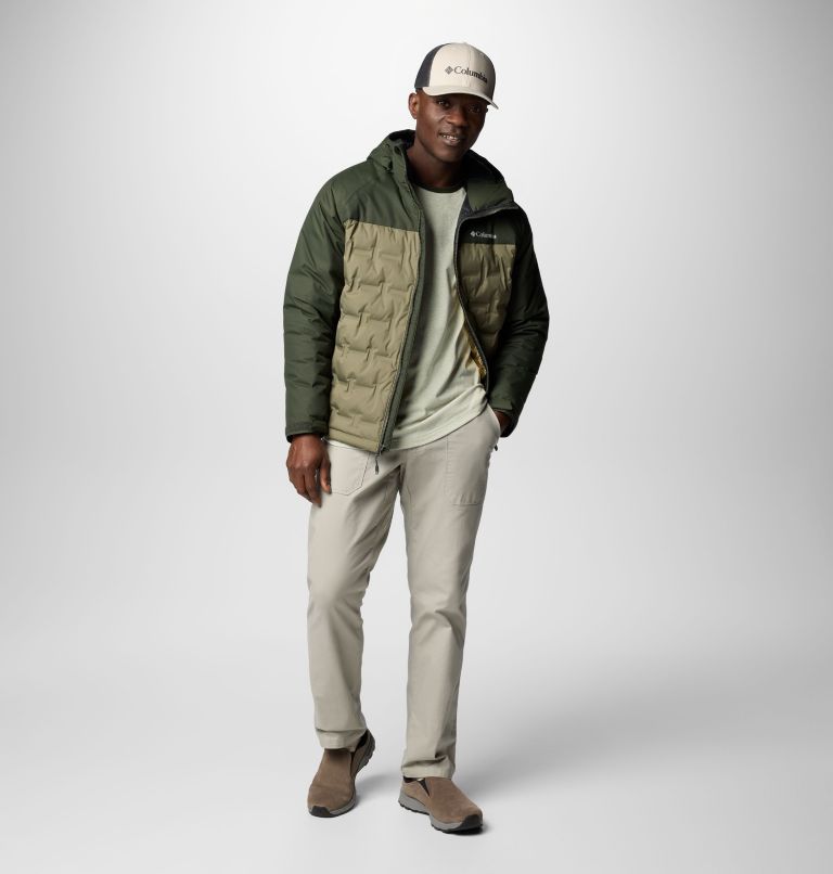 Men's Grand Trek III Down Hooded Jacket - Tall, Color: Stone Green, Greenscape, image 3