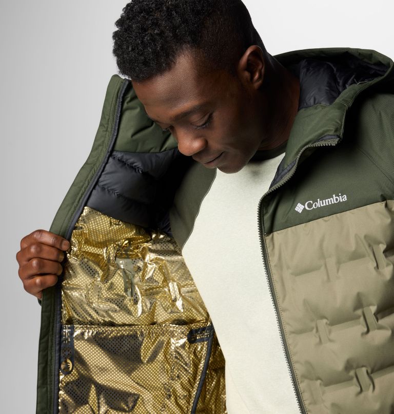 Men's Grand Trek III Down Hooded Jacket - Tall, Color: Stone Green, Greenscape, image 6