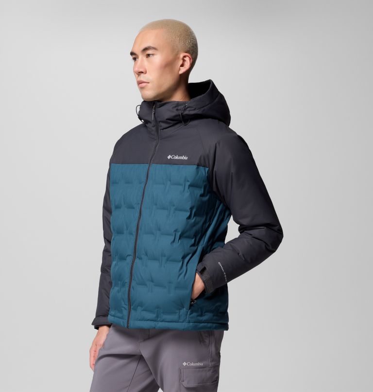 Men's Grand Trek III Down Hooded Jacket - Tall, Color: Everblue, Shark, image 4