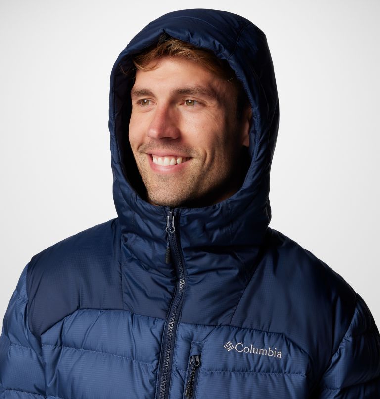 Men's Autumn Park II Down Hooded Jacket, Color: Dark Mountain, Collegiate Navy, image 5