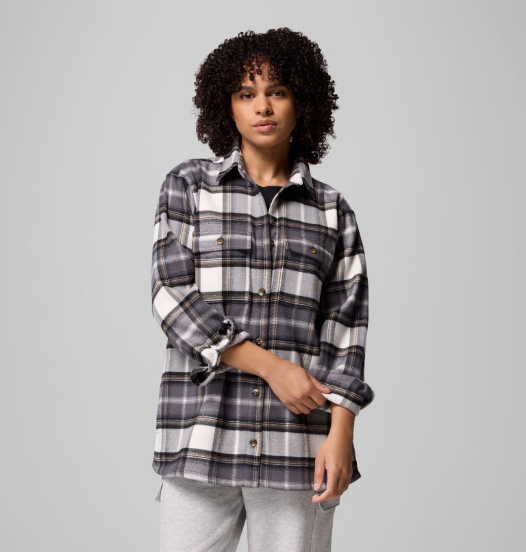 Women's Blue Point Creek Shirt Jacket, Color: City Grey Macro Buffalo Check, image 5