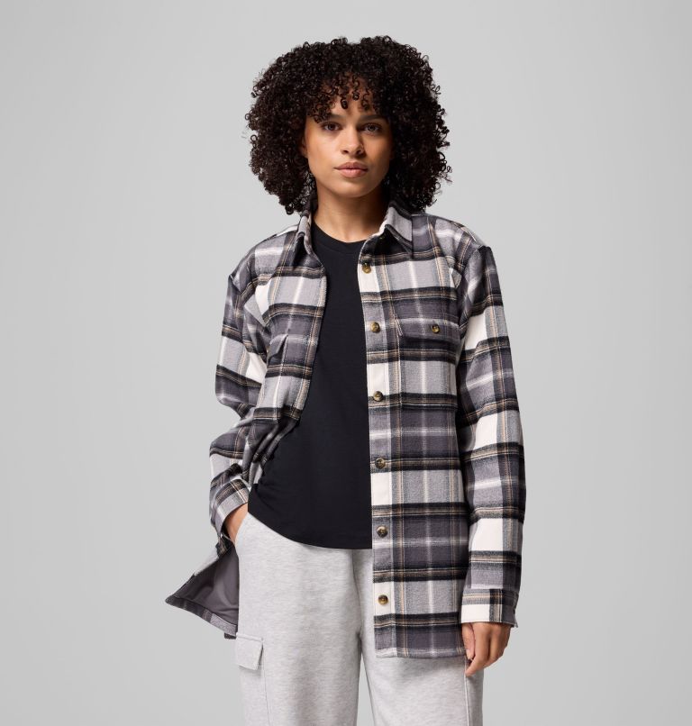Women's Blue Point Creek Shirt Jacket, Color: City Grey Macro Buffalo Check, image 1