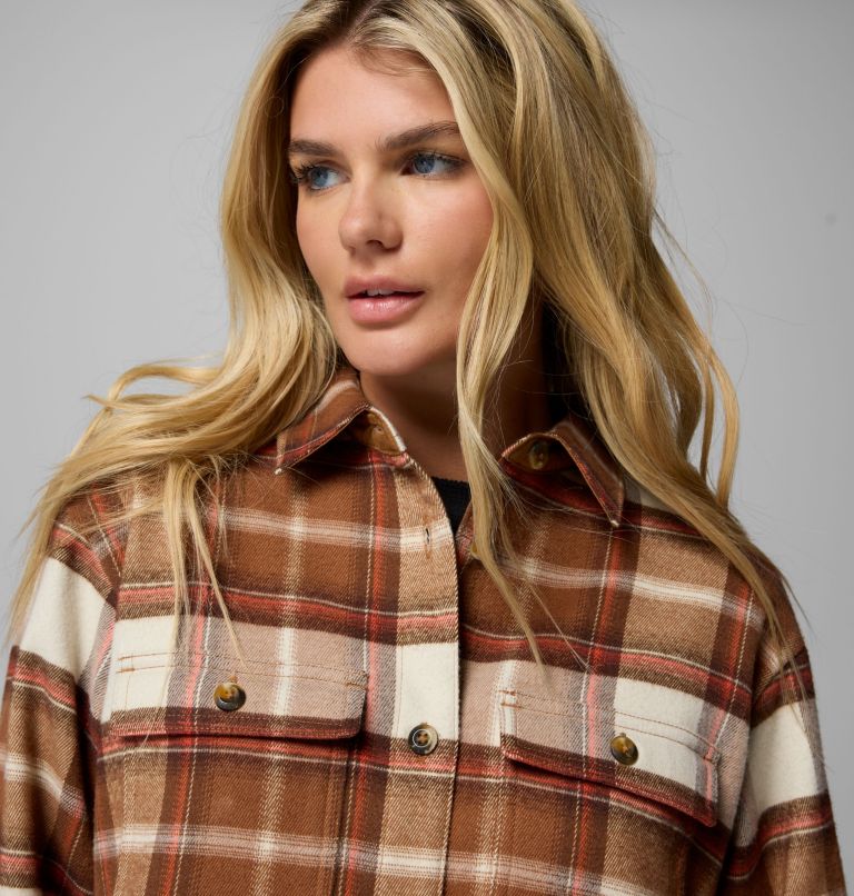 Women's Blue Point Creek Shirt Jacket, Color: Camel Brown Macro Buffalo Check, image 5