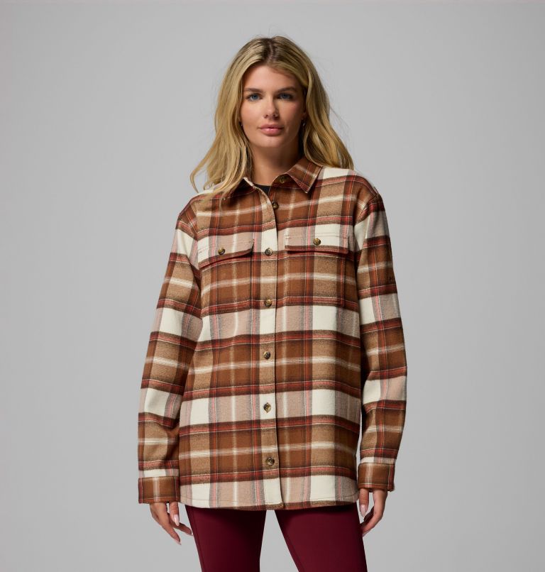 Women's Blue Point Creek Shirt Jacket, Color: Camel Brown Macro Buffalo Check, image 1