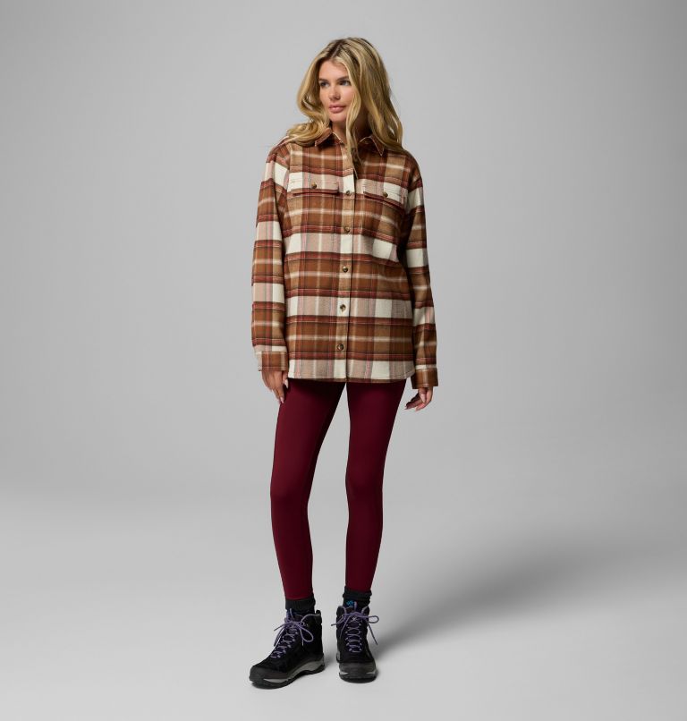 Women's Blue Point Creek Shirt Jacket, Color: Camel Brown Macro Buffalo Check, image 2