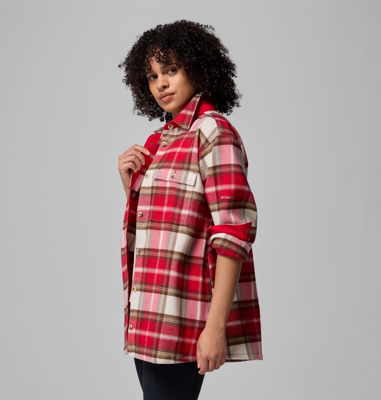 Women's Blue Point Creek Shirt Jacket, Color: Mountain Red Macro Buffalo Check, image 4