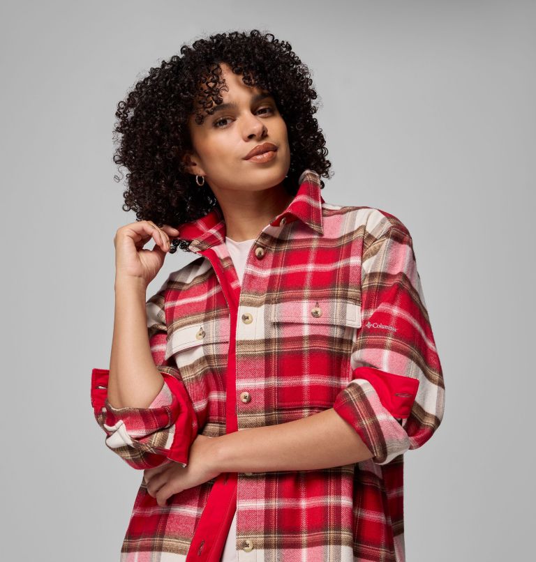 Women's Blue Point Creek Shirt Jacket, Color: Mountain Red Macro Buffalo Check, image 6
