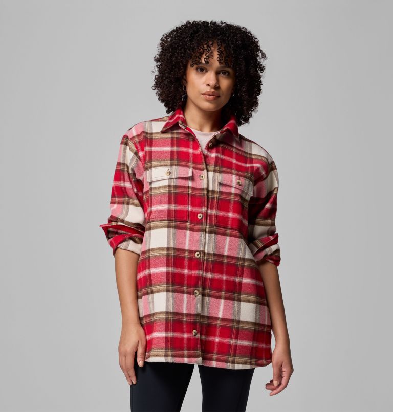 Women's Blue Point Creek Shirt Jacket, Color: Mountain Red Macro Buffalo Check, image 1