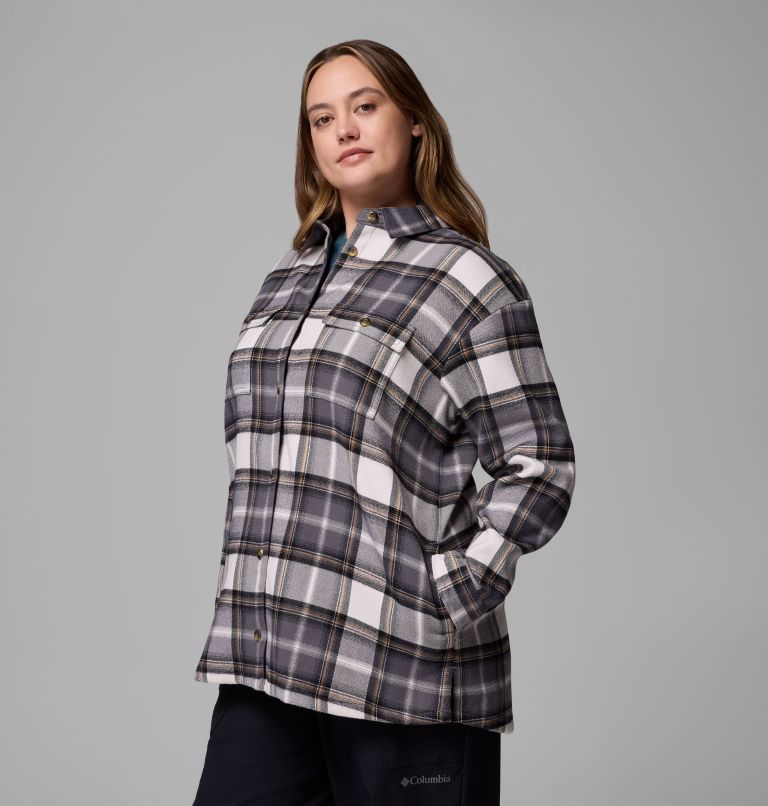 Women's Blue Point Creek Shirt Jacket - Plus Size, Color: City Grey Macro Buffalo Check, image 4