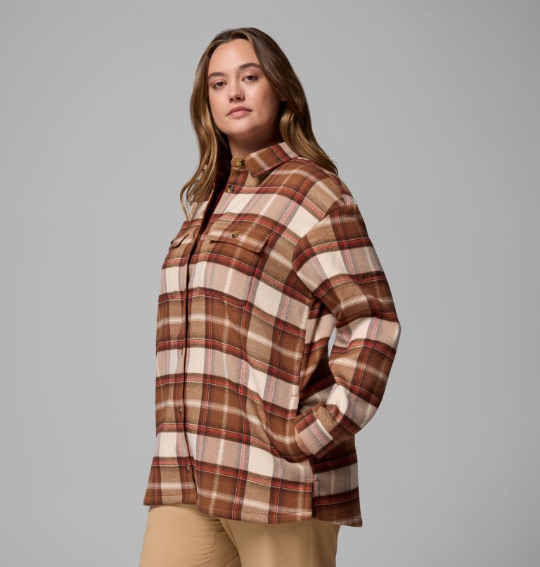 Women's Blue Point Creek Shirt Jacket - Plus Size, Color: Camel Brown Macro Buffalo Check, image 4