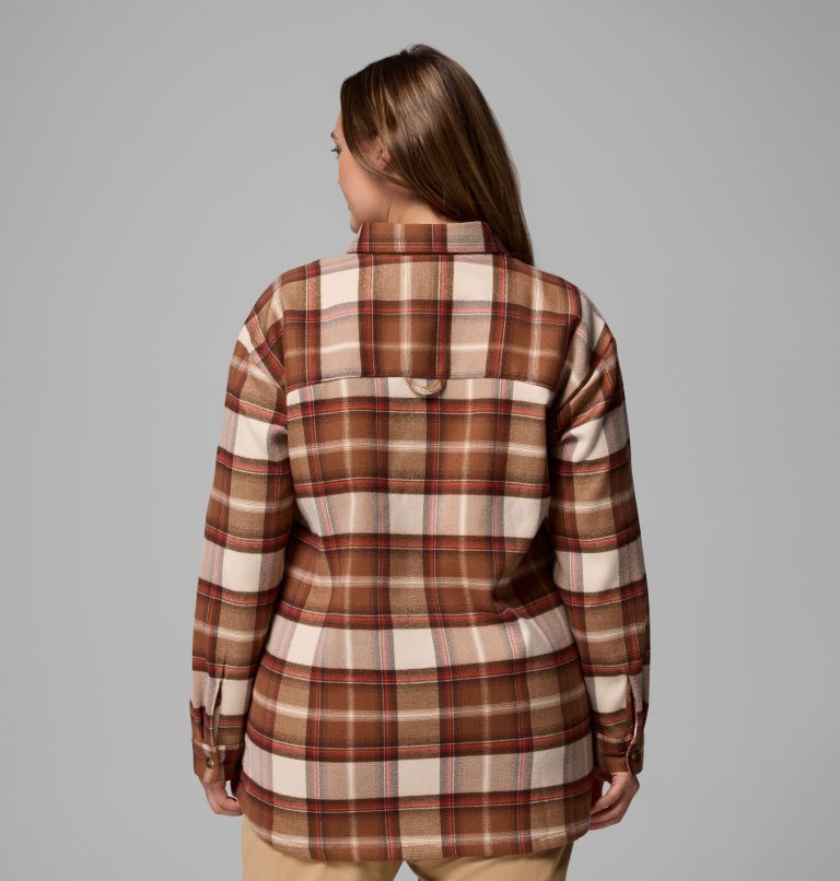 Women's Blue Point Creek Shirt Jacket - Plus Size, Color: Camel Brown Macro Buffalo Check, image 3