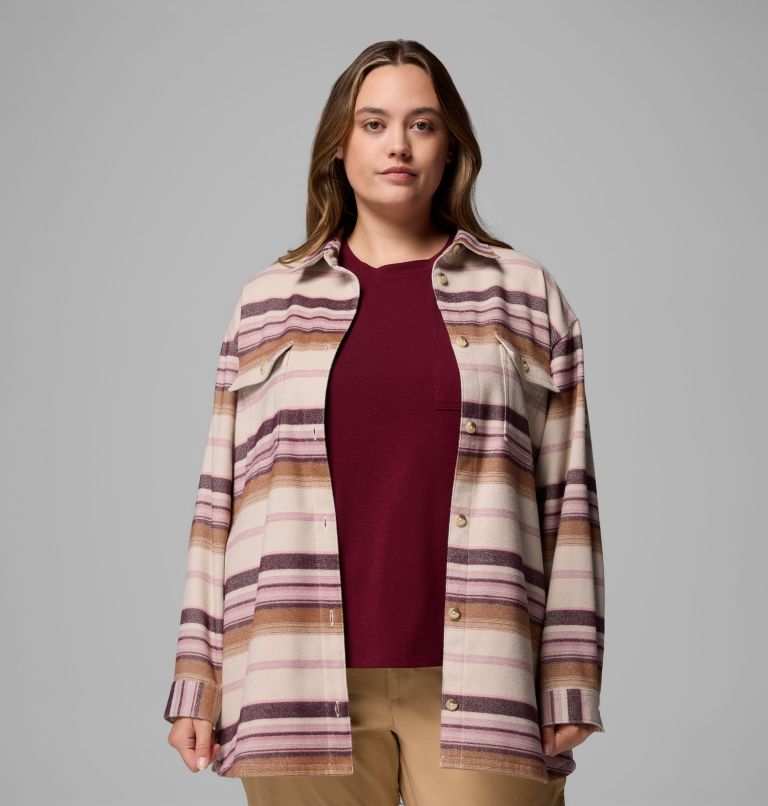 Women's Blue Point Creek Shirt Jacket - Plus Size, Color: Dark Stone Hilltop Stripe, image 5