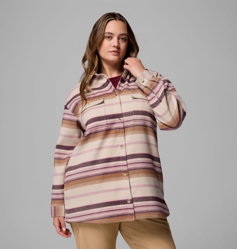 Women's Blue Point Creek Shirt Jacket - Plus Size, Color: Dark Stone Hilltop Stripe, image 1