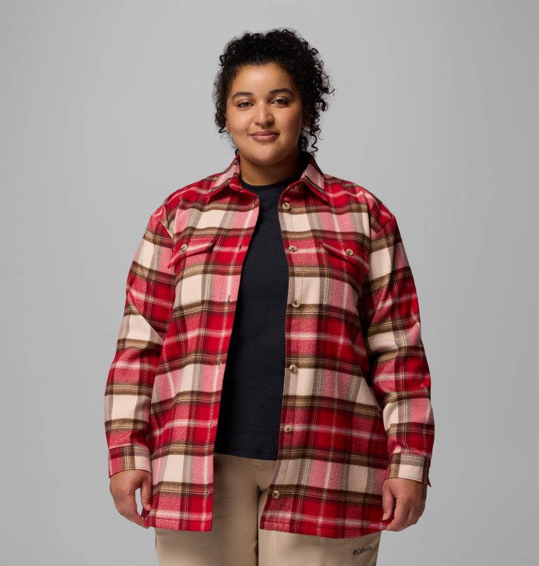 Women's Blue Point Creek Shirt Jacket - Plus Size, Color: Mountain Red Macro Buffalo Check, image 5