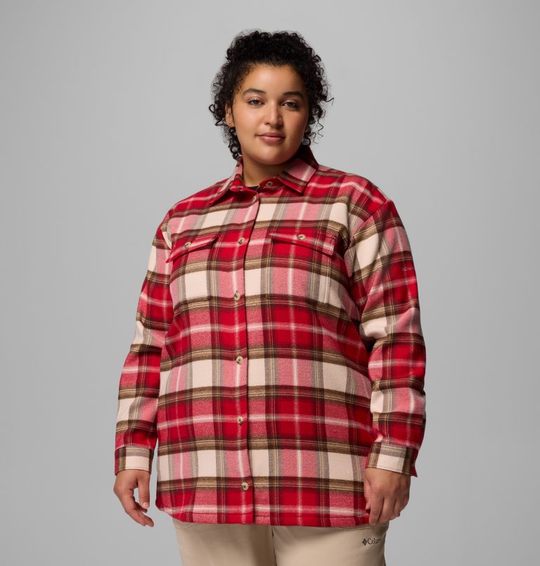 Women's Blue Point Creek Shirt Jacket - Plus Size, Color: Mountain Red Macro Buffalo Check, image 1