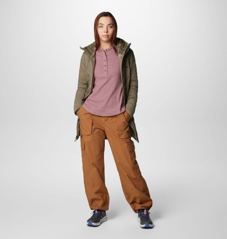 Women's Brea Falls Henley Long Sleeve Shirt, Color: Fig, image 3