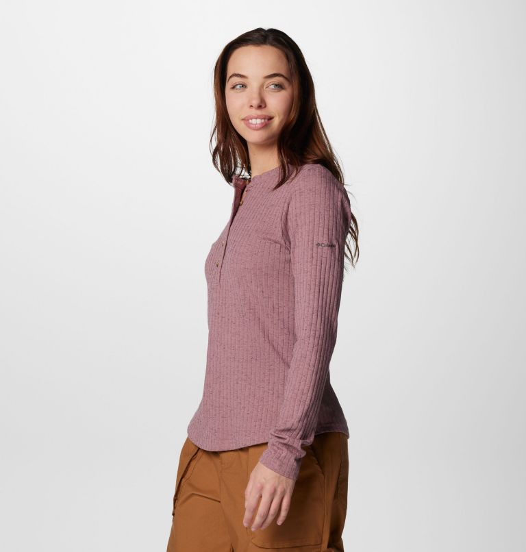 Women's Brea Falls Henley Long Sleeve Shirt, Color: Fig, image 4