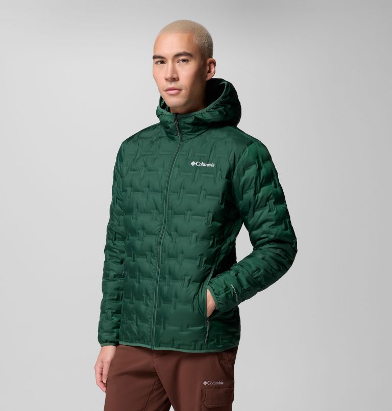 Men's Delta Ridge II Down Hooded Jacket, Color: Rain Forest, image 4