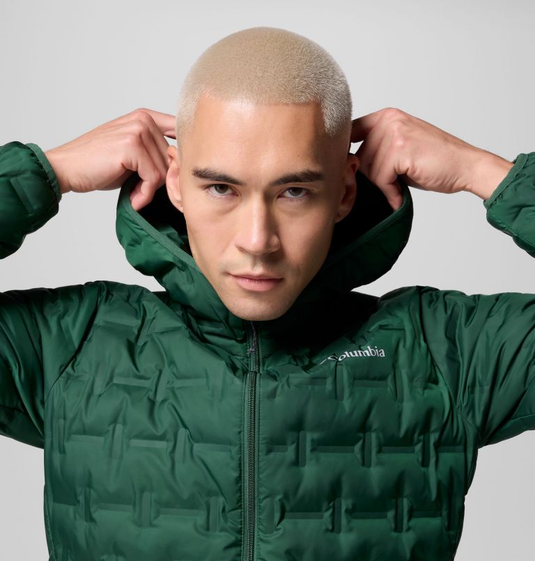 Men's Delta Ridge II Down Hooded Jacket, Color: Rain Forest, image 6