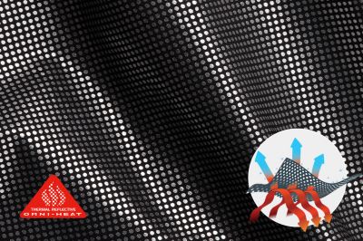 Silver lining Omni Heat texture with the Omni Heat tech badge in bottom left.