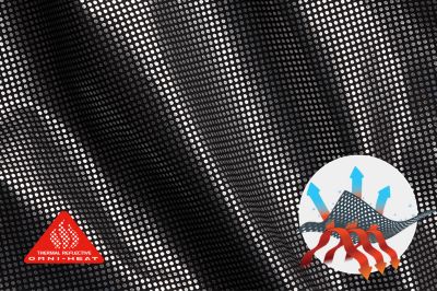Silver lining Omni Heat texture with the Omni Heat tech badge in bottom left.