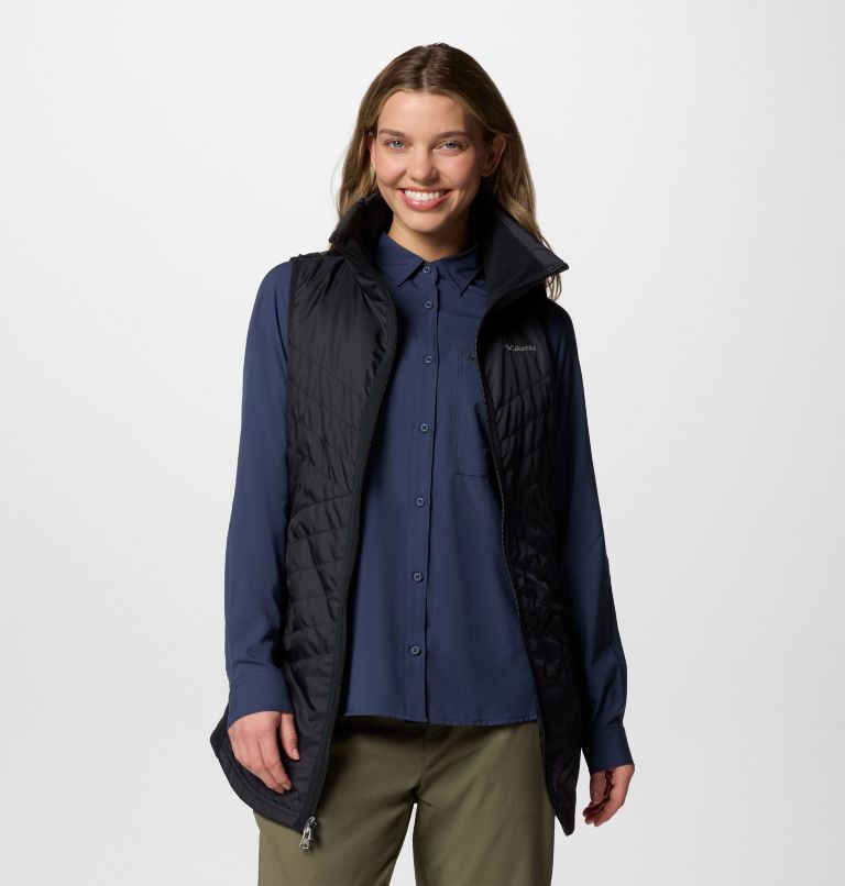 Women's Mix It Around Long Vest II, Color: Black, image 1