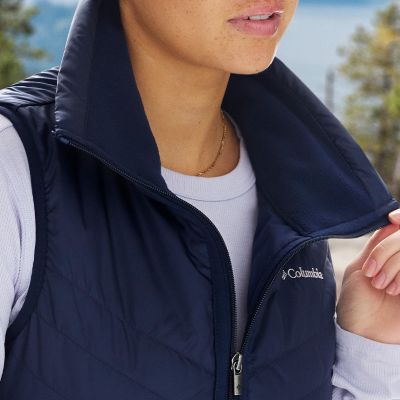 Model showing the warm fleece-lined collar.
