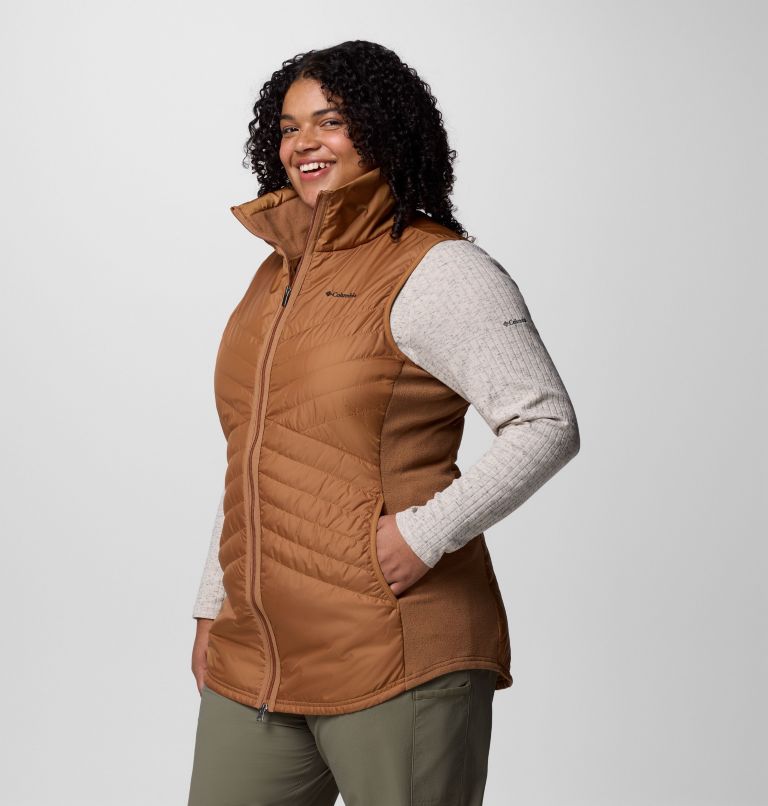 Women's Mix It Around Long Vest II - Plus Size, Color: Camel Brown, image 3