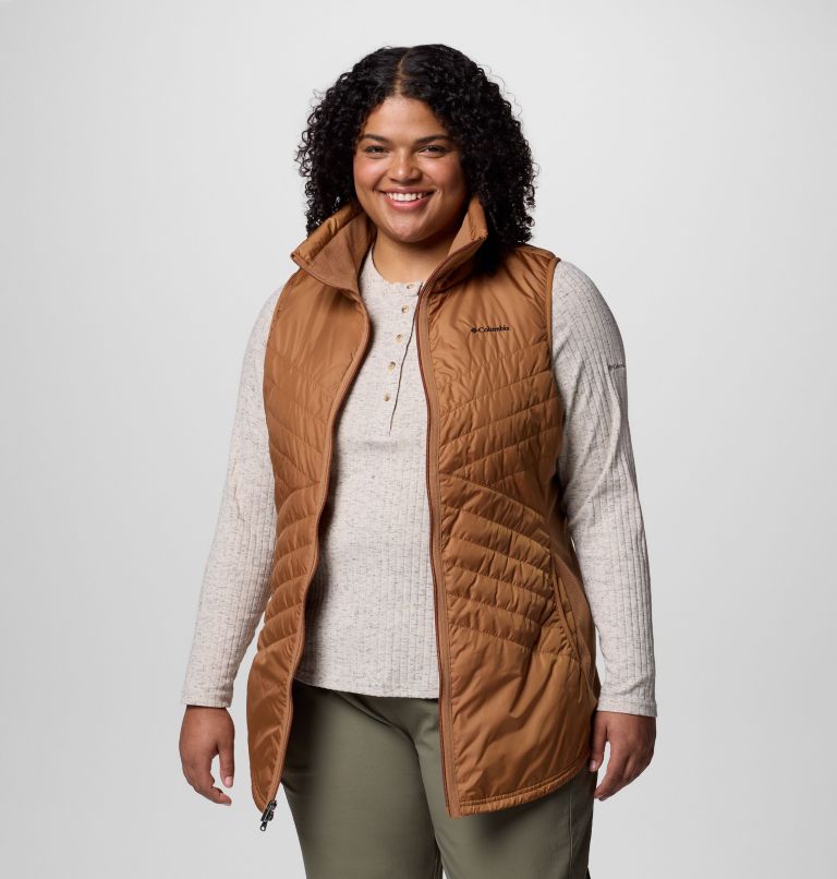 Women's Mix It Around Long Vest II - Plus Size, Color: Camel Brown, image 5