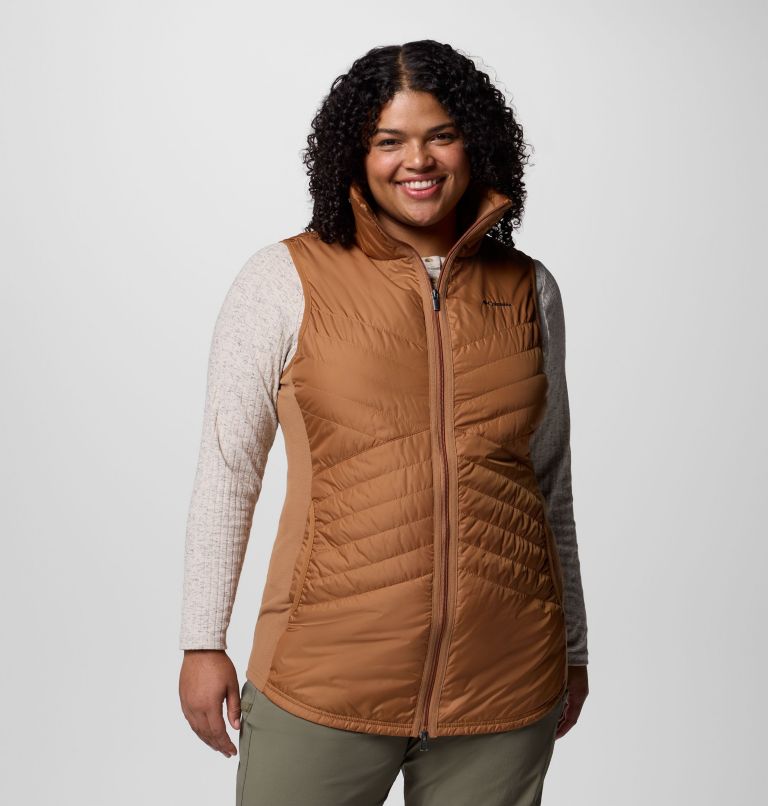 Women's Mix It Around Long Vest II - Plus Size, Color: Camel Brown, image 1