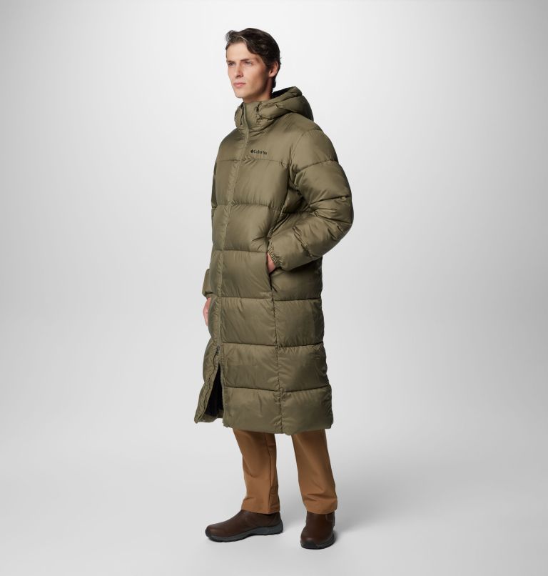 Mens long puffer jacket with fur hood online