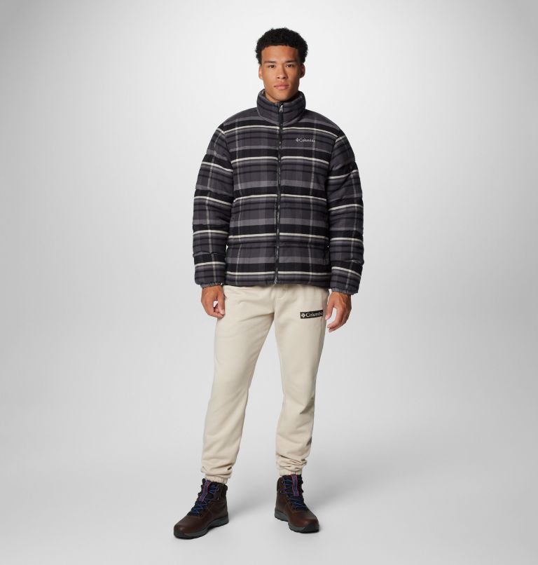 Men's Puffect Printed Puffer Jacket, Color: Black Multi Plaid, image 3